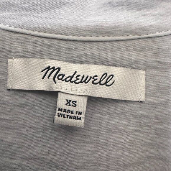 Madewell Crinkled Button-Up Shirt Grey - Size XS - Picture 2 of 6